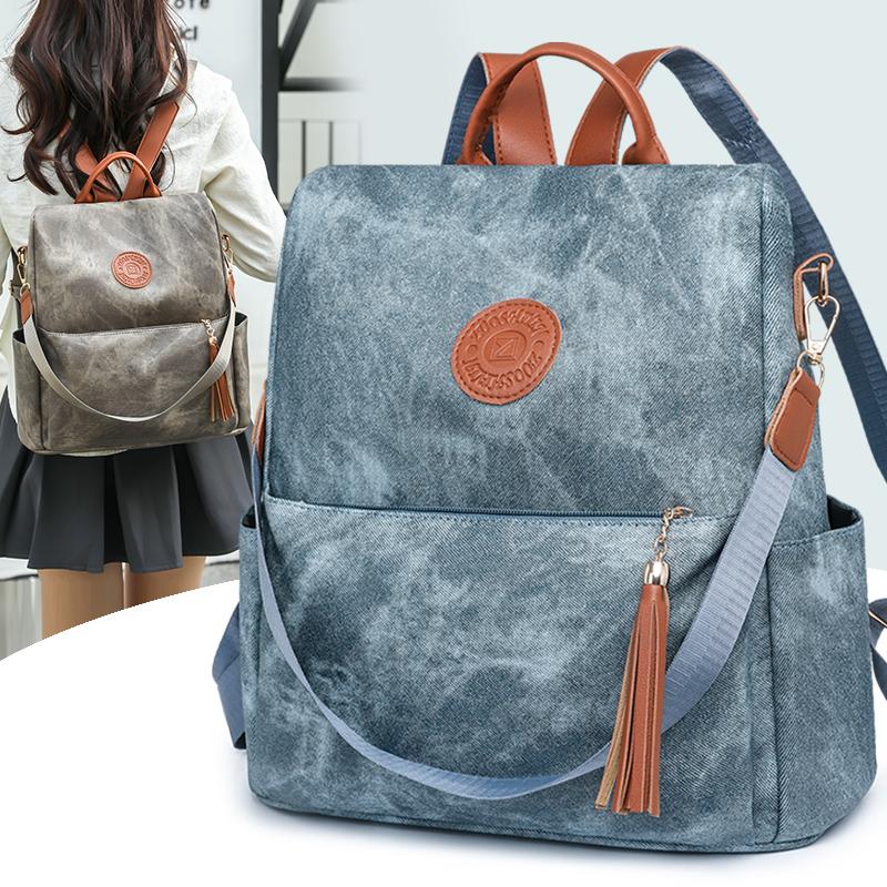 Модный женский рюкзак с кисточками и защитой от краж из искусственной кожи — фото 4