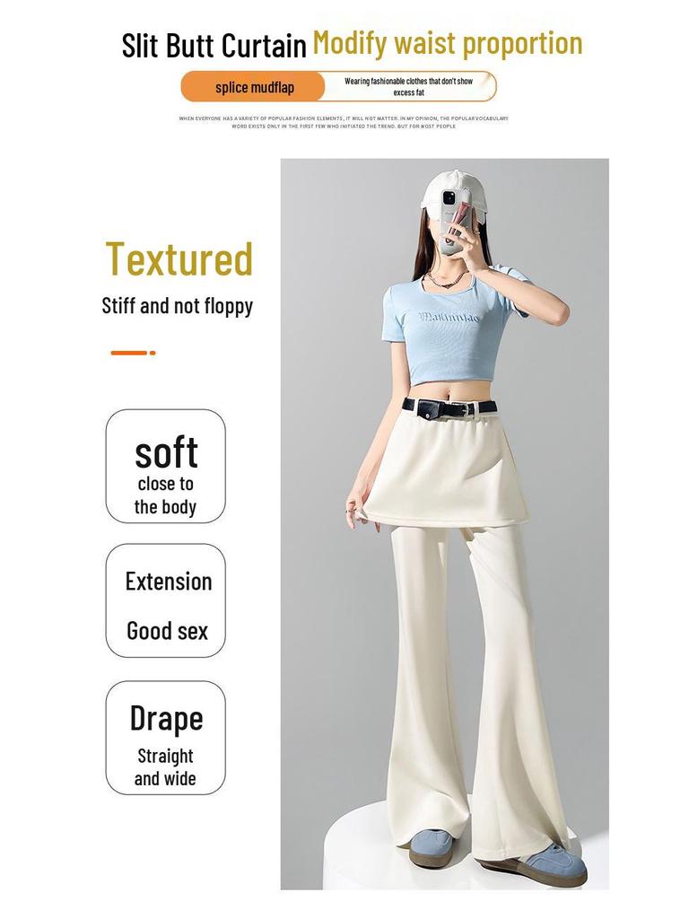 High Waist Micro-Flare Pants: Women's Spring/Summer Slimming Casual Floor-Length Style with Fake Two-Piece Design