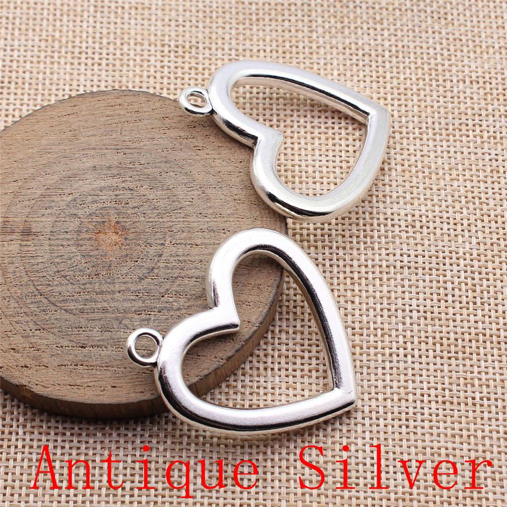 Big Heart Shaped Charms Pendant For Bracelet Necklace Jewelry Making Craft Findings