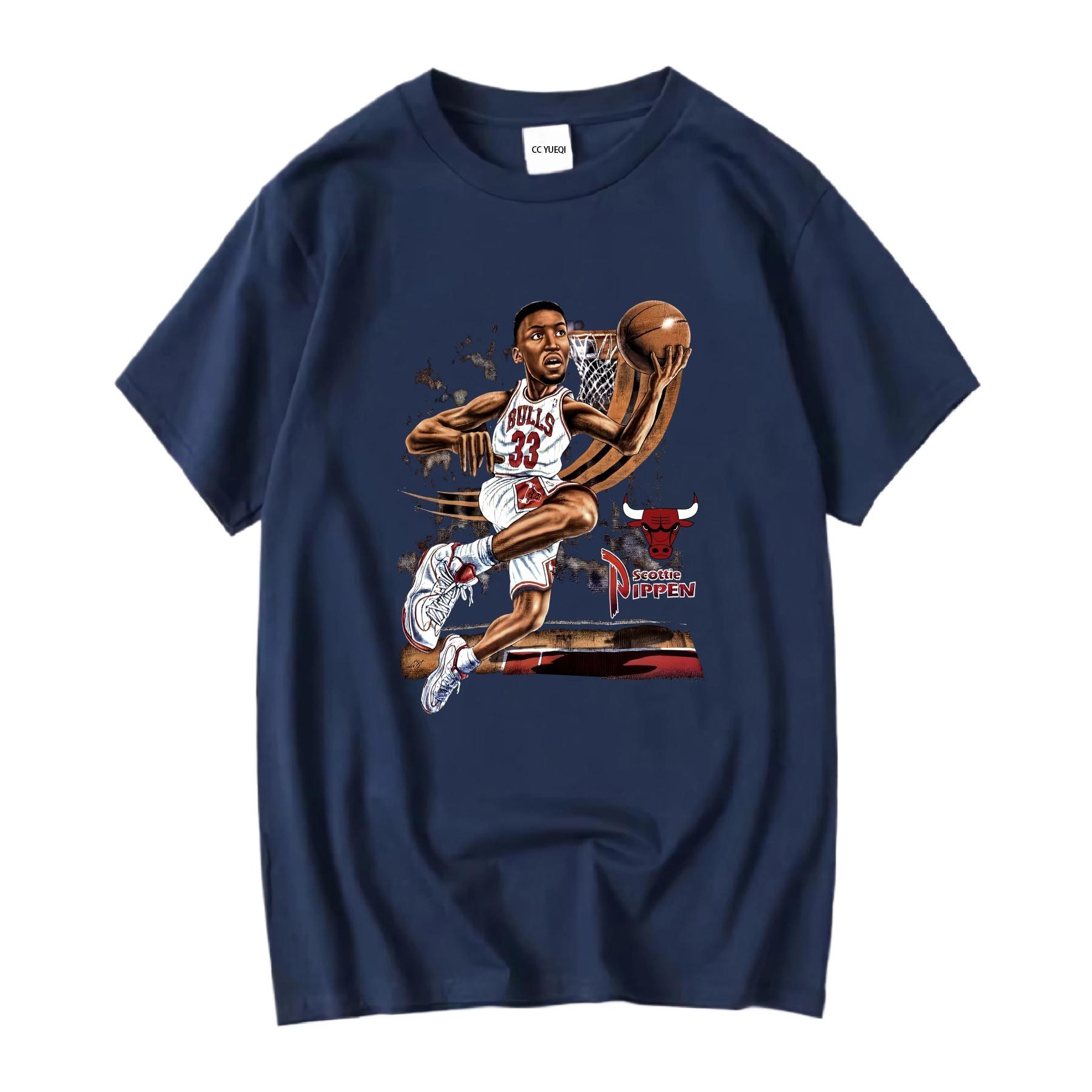 Vintage Wash Scottie Pippen Caricature T Shirt 90s Style Basketball The Last Dance Long or Short Sleeves Vintage Washed 4XL
