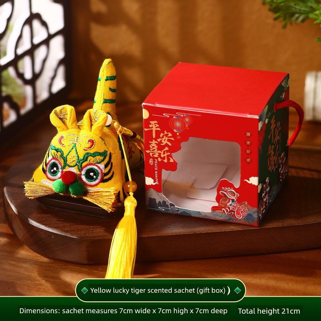 Dragon Boat Festival Embroidered Tiger Sachet, Chinese Style Incense Bag Pendant, Children's Portable Mugwort Mosquito-Repellent Pouch, Car Hanging