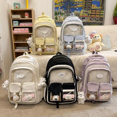 Versatile Transparent Girl Baby Bag High Value Junior High School High School Student Double Shoulder Schoolbag Large Capacity