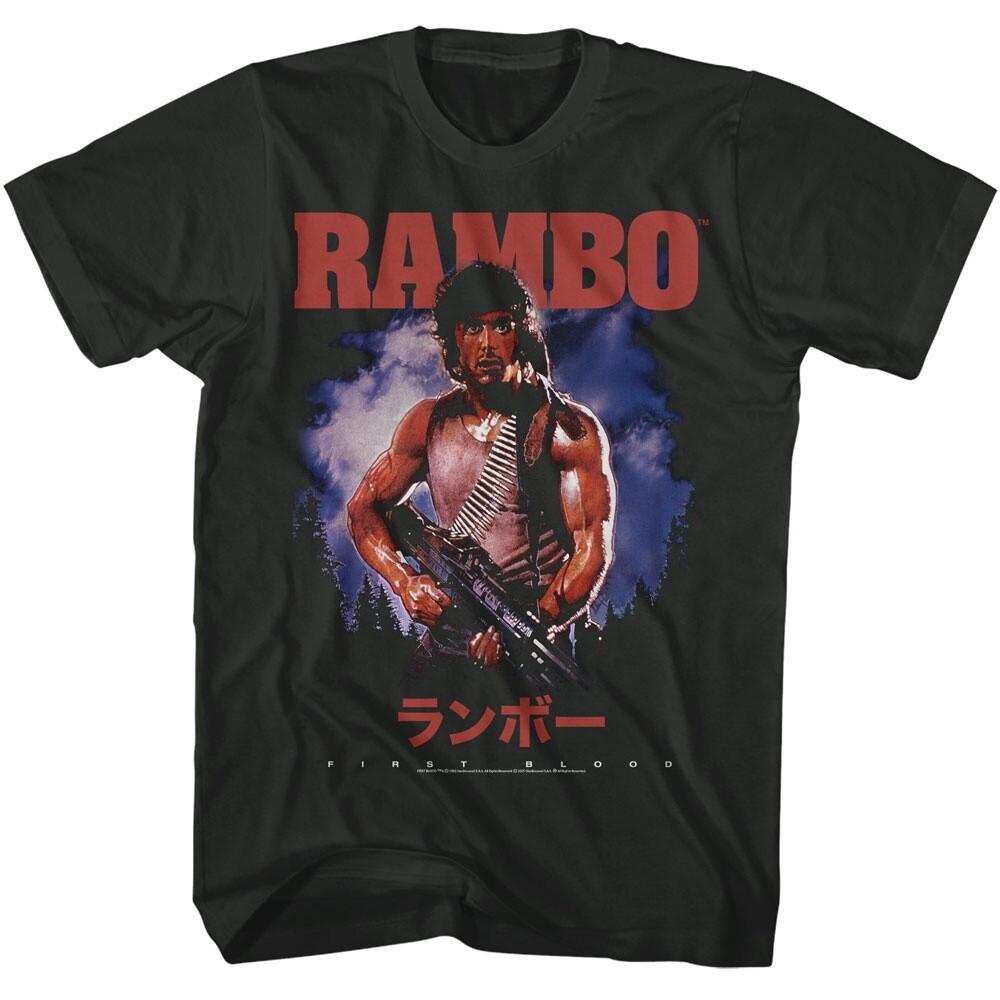 John J Rambo The Movie T-Shirt FIRST BLOOD JAPANESE POSTER New Smoke Cotton Unisex T-Shirt XXXXL