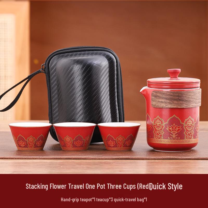 Portable Outdoor Kung Fu Tea Set - Engraved Logo for Business Gifts