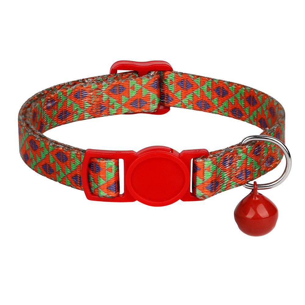 Nylon Cat Collar Quick Release Cat Collars Safety Kitten Puppy Collars Print Necklace With Bell Adjustable Cats Accessories