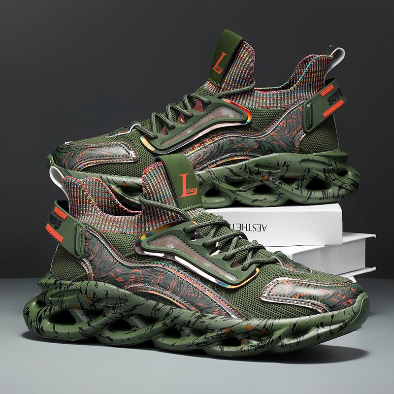 Quality Men's Sports Shoes Fashion Men's Casual Shoes New Design Graffiti Platform Wear-resistant Men Mesh Shoes Tenis Masculino