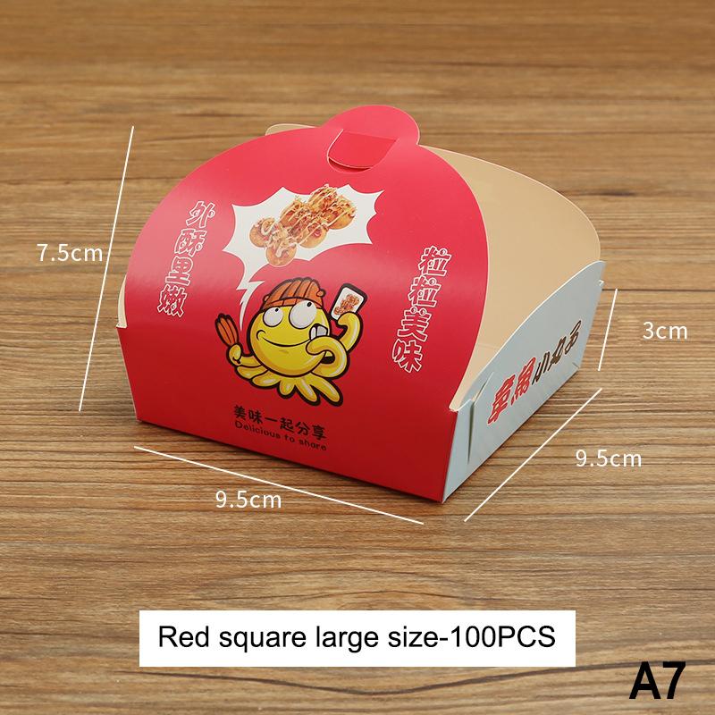 100Pcs Disposable Cartoon Octopus Ball Packaging Box Japanese Street Food Takoyaki Takeaway Snack Packing Container Party