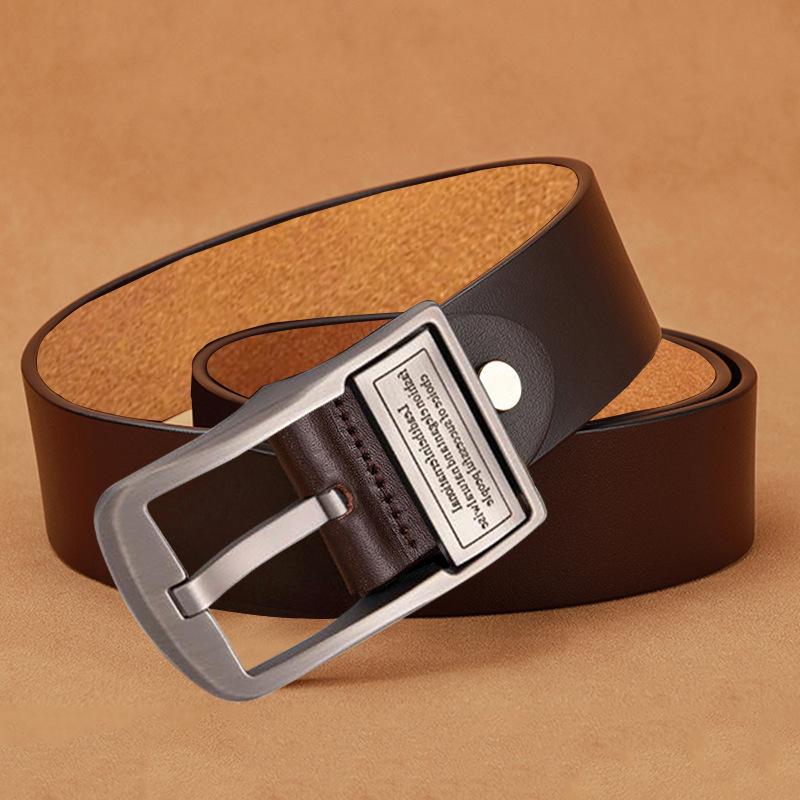 

Ремень для мужчин из натуральной кожи, простой ремень для людей среднего возраста и молодежи, универсальный ремень с пряжкой 130cm