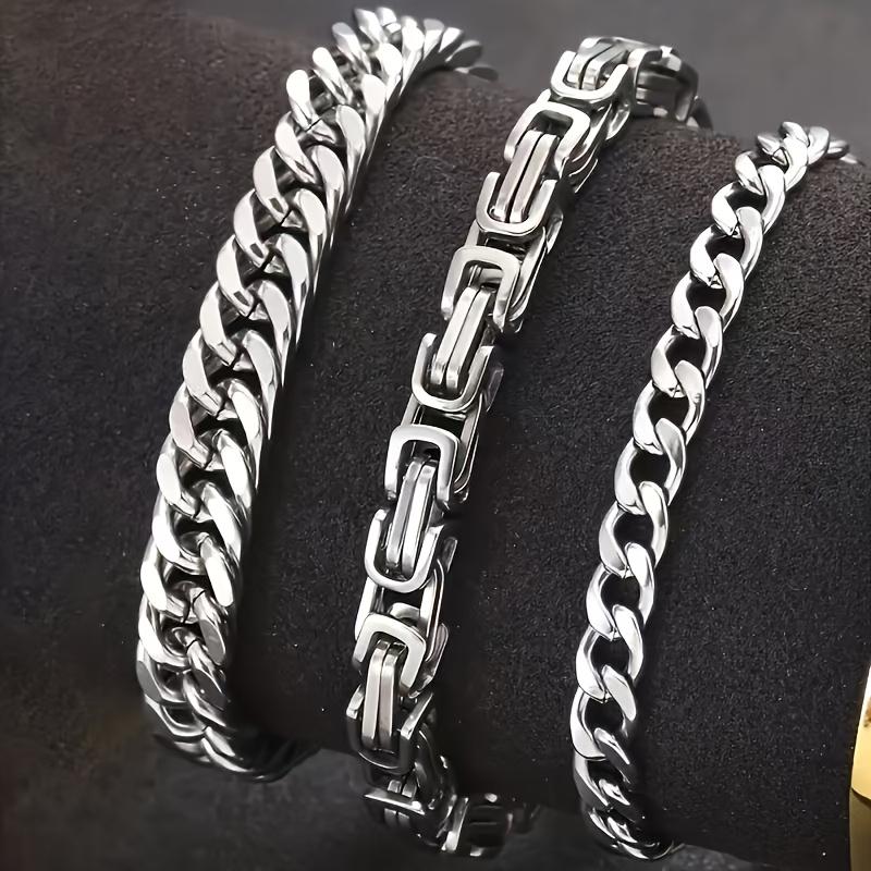 Fashion Stainless Steel Men s Bracelet Set, Bagu Chain Hip-Hop Style Jewelry 3Bagu bracelet