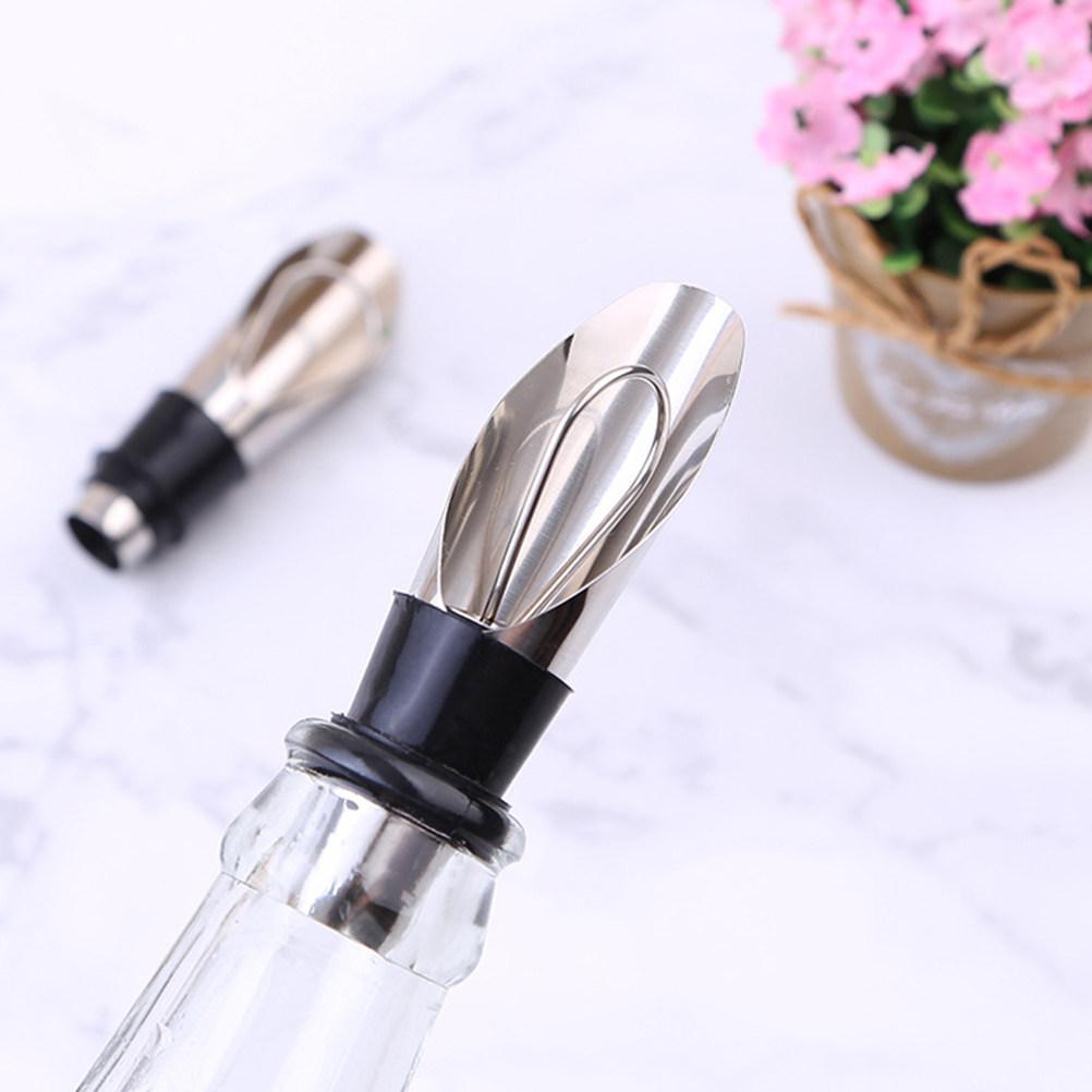 Stainless Steel Wine Pourer Aerator with Silicone Seal Leak Proof Reflowing Air Hole for Wine Liquor Oil Vinegar Bottles Bar