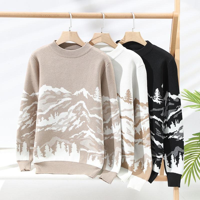 Hot Sale, Popular, New Casual Korean Velvet Semi-turtleneck Sweater In Autumn and Winter, Knitted Jacquard Sweater