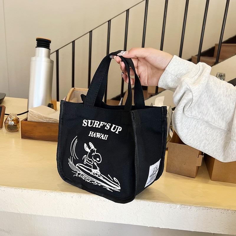 Stylish and cute canvas bag Bento bag New go out small portable lightweight tote bag Daily walking hand bag