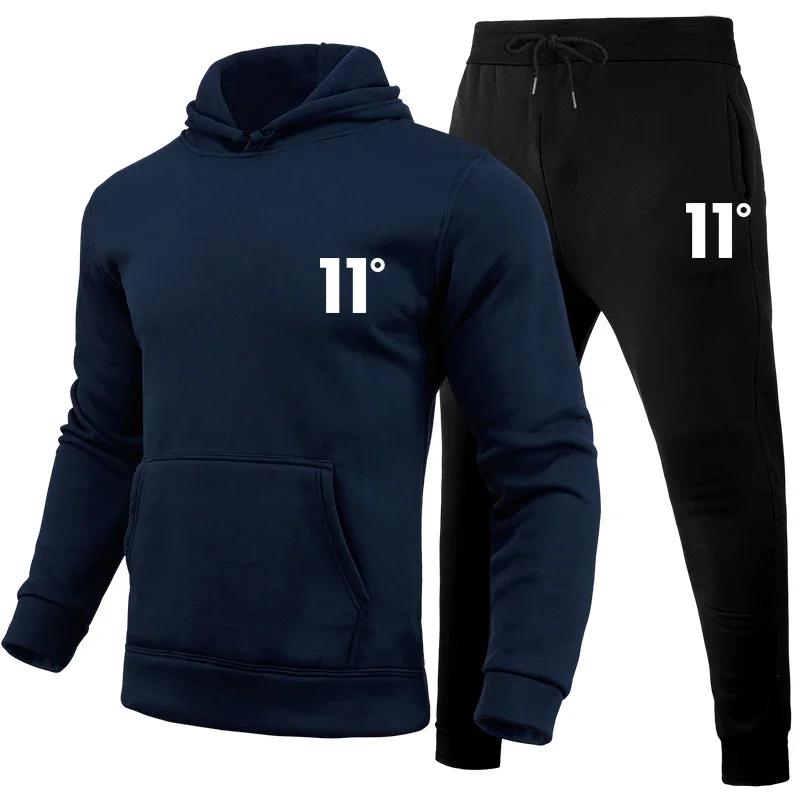 Simple Fashion Outdoors Men's Tracksuit Sports Daily Jogging Hot Sale Men Hooded Single Piece Sportswear and Sweatpant Man Suit