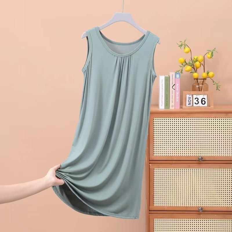 Pajama Women's Summer Sleeveless Vest Pajama Skirt, New Loose Large Size Suspender Skirt Spring and Summer