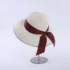 Retro French Hepburn Straw Hat Bow Female Summer Seaside Big Brim Sun Protection Shade Travel Vacation Leisure Wild Brim Beach H