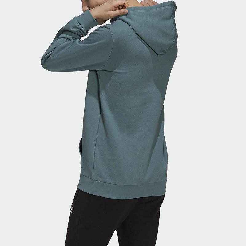 Adidas Originals Trefoil Essential Long Sleeve Hoodie, Men Vintage Loose Fit Sweatshirt Green GN3461