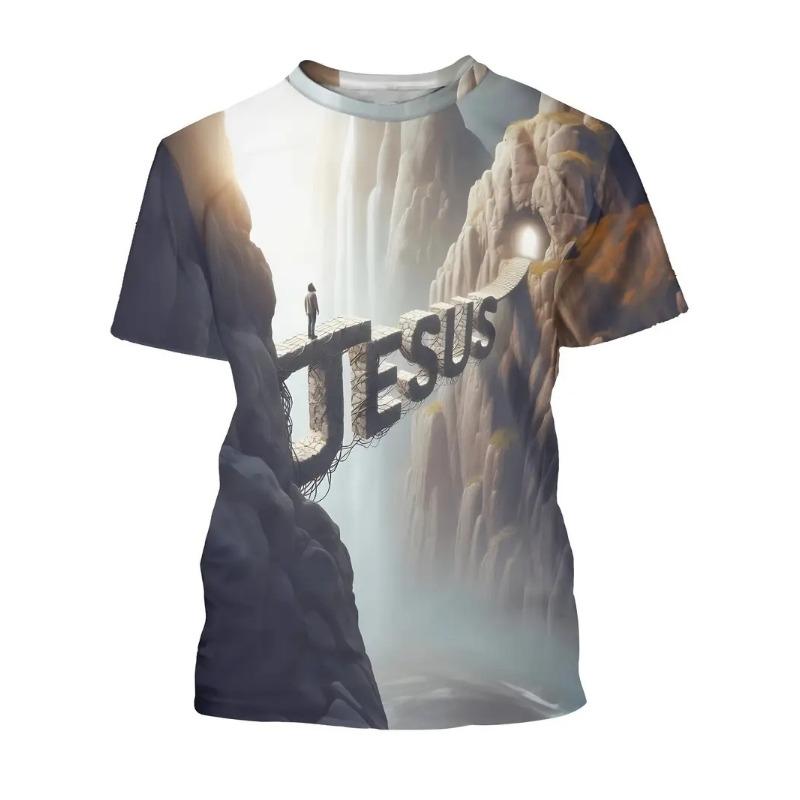 Praying Jesus Printed Kids Adult T-shirt Summer Women's and Men's Casual Outdoor Girl and Boy Short Sleeve Tees Top Pullover