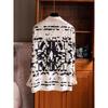 Women's Long-sleeved New Spring and Autumn Style Age-reducing Letter Color Block Top Printed Shirt