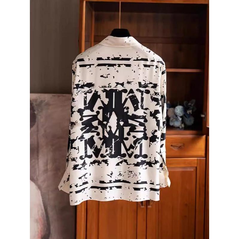 Women's Long-sleeved New Spring and Autumn Style Age-reducing Letter Color Block Top Printed Shirt