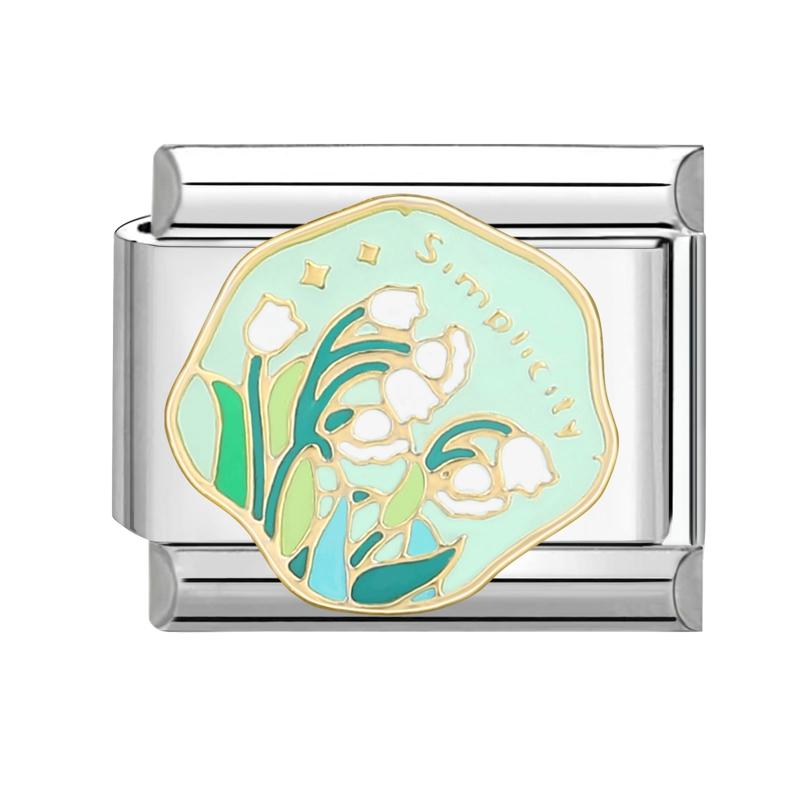 Summer Spring Colorful Flowers Bouquet Tulip Rose Heart Italian Charm Links Fit 9mm Bracelet Stainless Steel Women DIY Making