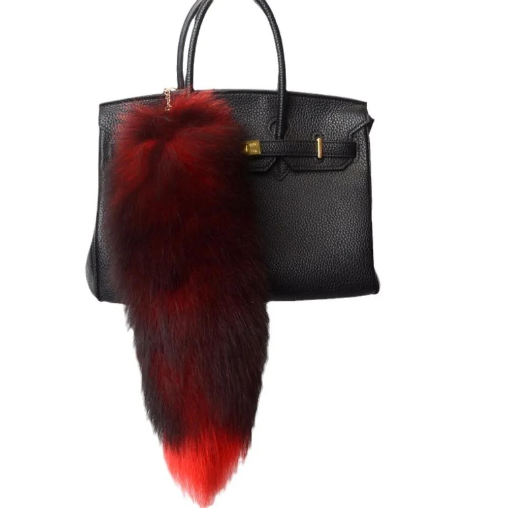 Fashion 40cm Fox Tail Keychain COS Performance Props Beautiful Tassel Key Rings Chain