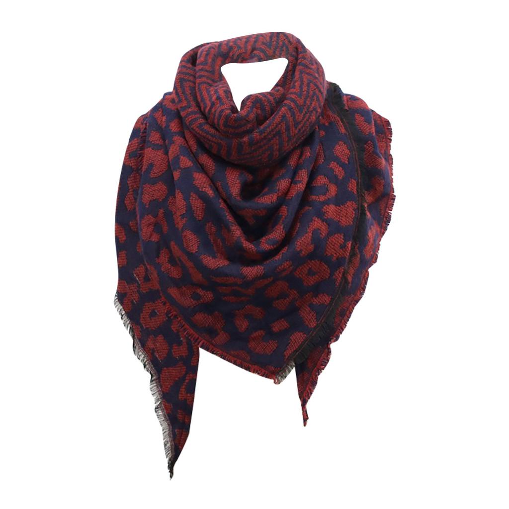 Ladies Leopard Print Imitation Cashmere Shawl Long Scarf 140x140x190cm