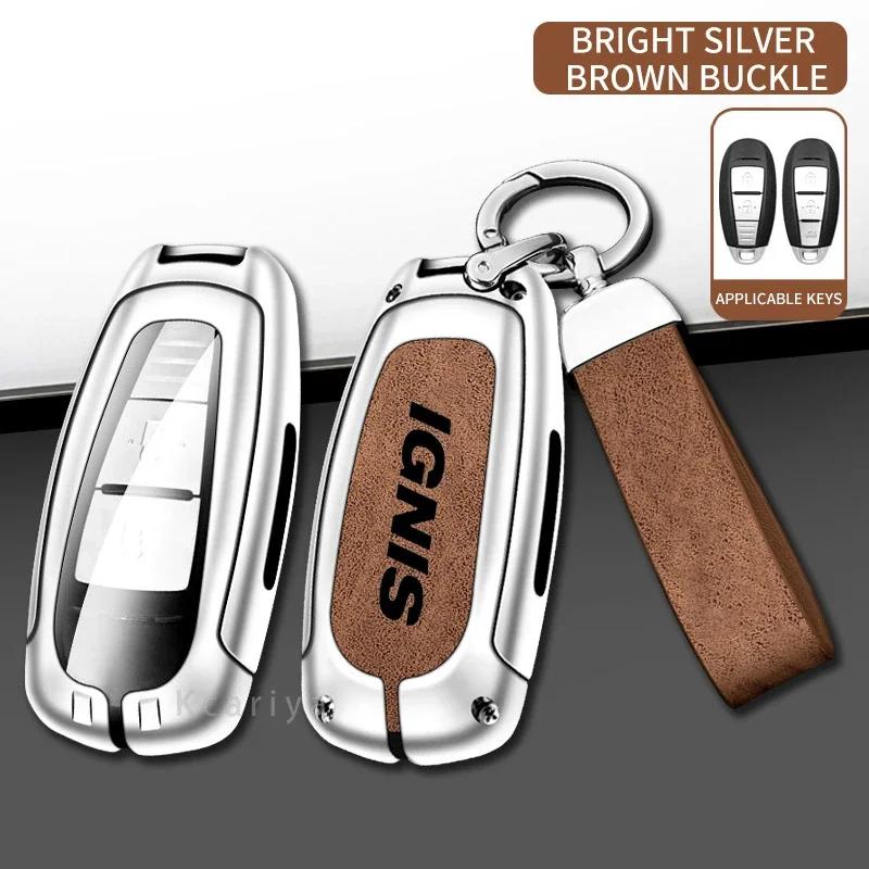 Car TPU Zinc Alloy Key Case Bag For Suzuki IGNIS Eitrga Swift Car KeyChain Car Metal Key Shell Interior Decoration Accessories