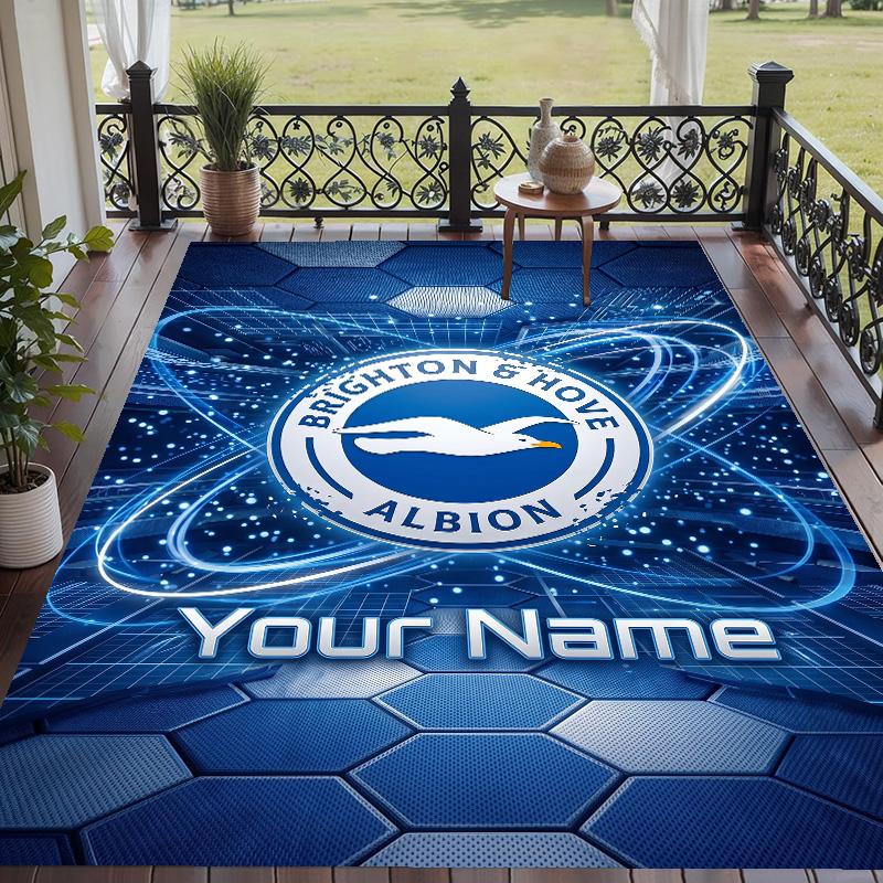 Custom Text Printed Rug Brighton & Hove Albion Football Non Slip Floor Carpet For Home Room Decor