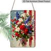 2D Flat - 1pc Decorative Aluminum Sign | 8*12 Inch Patriotic Floral Welcome Metal Sign, Vintage Distressed American Flag Design, Durable Aluminum