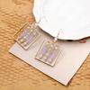 Square Hollowed-Out Color Block Beaded Earrings for Women