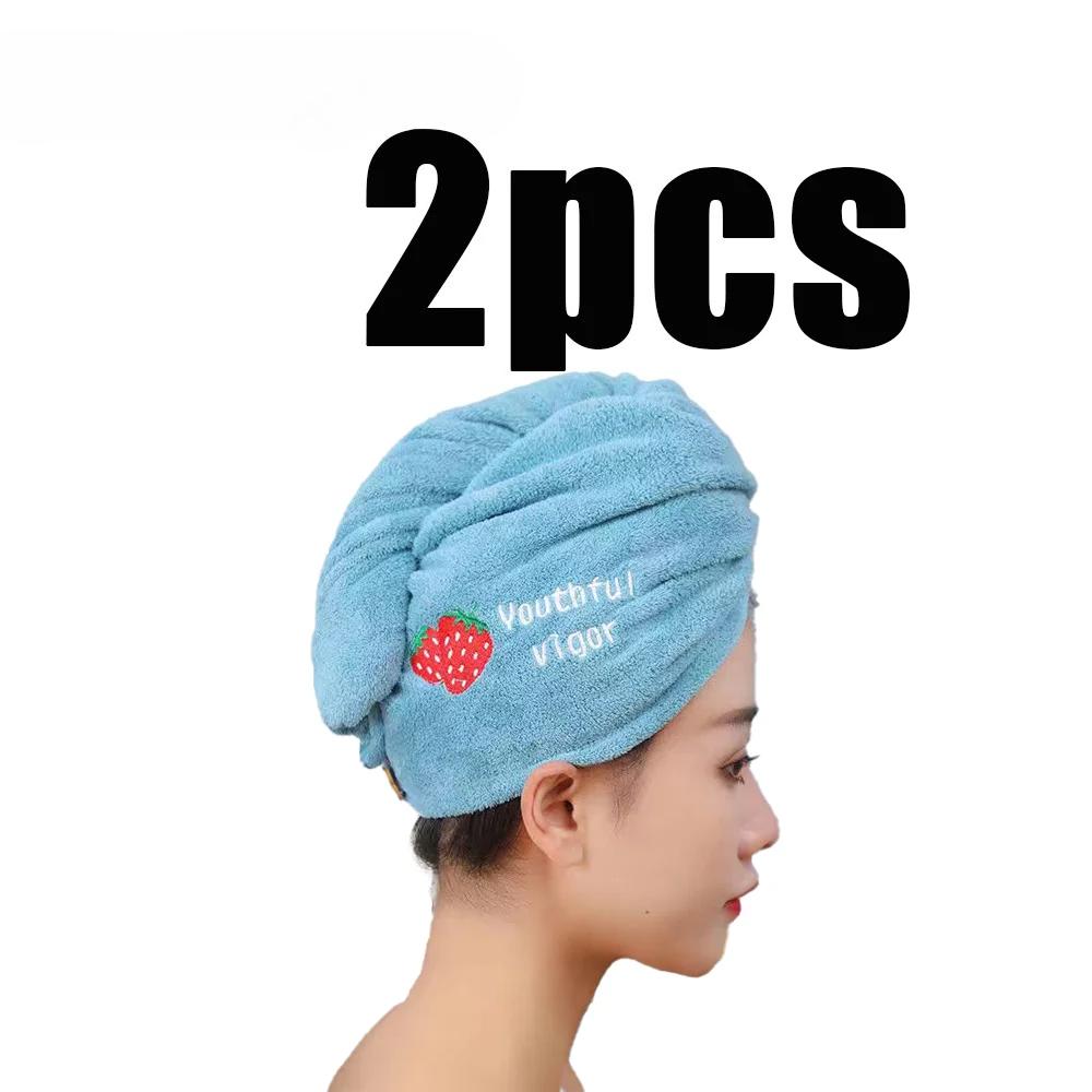 Quick-Dry Hair Hat Super Absorbent Soft Towels Coral Fleece Shower Cap Bathroom Women Head Towels Girls Cute Dry Hair Bonnets