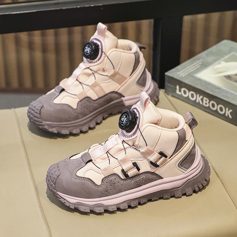 Male and Female Students 2025 Autumn New Children's Rotating High-top Dad Shoes Older Children's Boys and Girls Dirt-resistant Sports Shoes