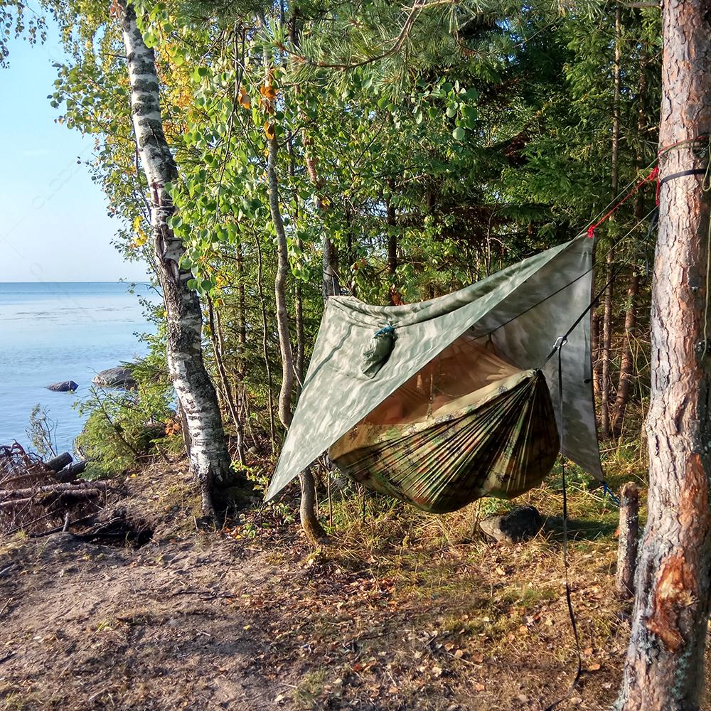 Anti Outdoor Camping Hammock With Mosquito Net And Rain Tent Equipment Supplies Shelters Camp Bed Survival Portable Hammock Soft and Comfortable