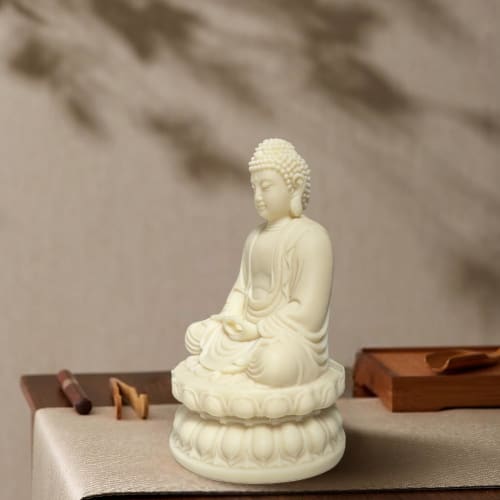 YUYAKESHI Buddha Statue, Seated Buddha Statue, Amulet, Good Luck, Feng Shui, Buddha Statue, Coconut Fruit, Lotus Pedestal, Buddhist Altar Figurine, 12