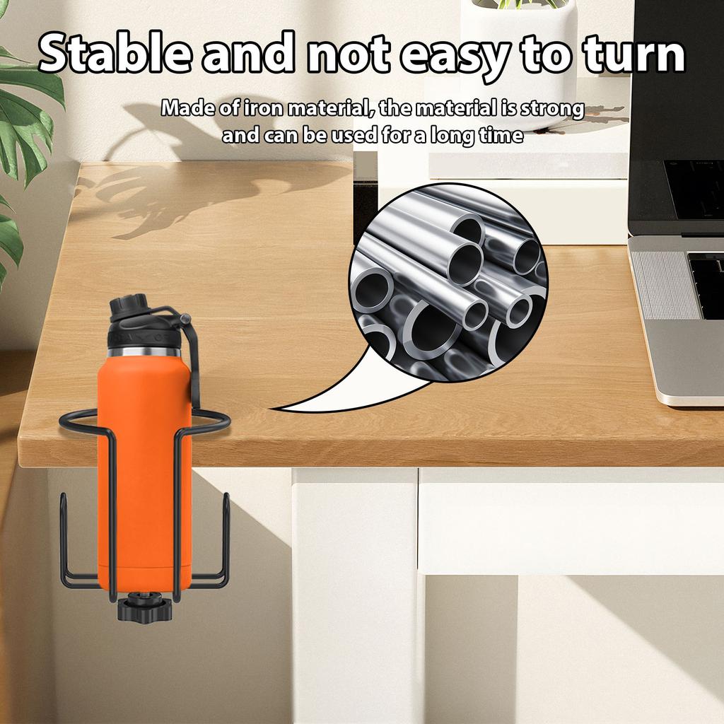 2Pcs Desk Cup Holder Table Universal Adjustable Pgraded Arm Clamp Nonslip Storage Rack Clip on Coffee Bottles