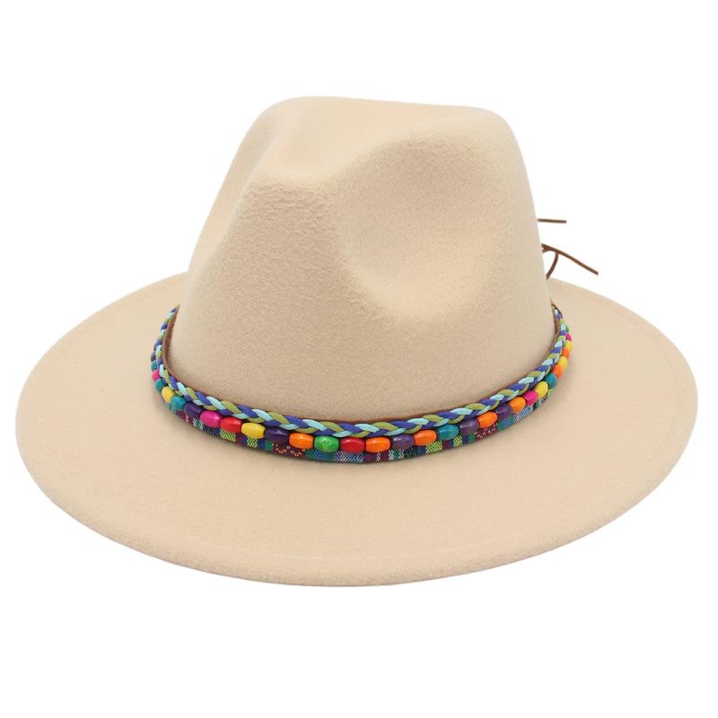 Top Hat Rainbow Hand-Woven With Accessories Ethnic Style Tibetan Hat Colorful Jazz Hat