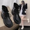 Martin Boots Women's 2025 Autumn and Winter New Thick Heel Strap Cigarette Tube Elastic Boots British Style Platform Chelsea Short Boots Women
