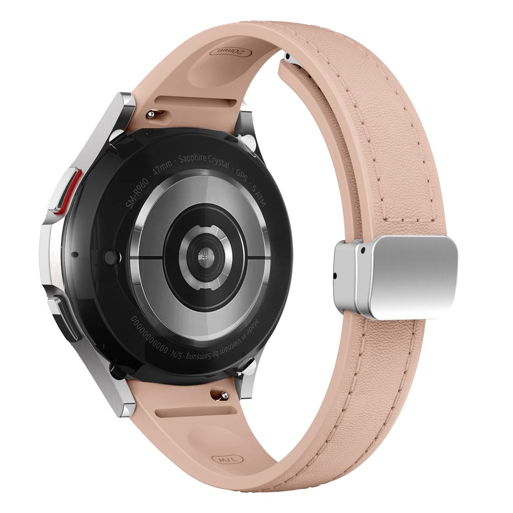 Genuine Leather+silicone Strap for Samsung Galaxy Watch 7 6 4 Classic 40mm 44mm 47mm Slim Bracelet Galaxy Watch 5 Pro 45mm Strap