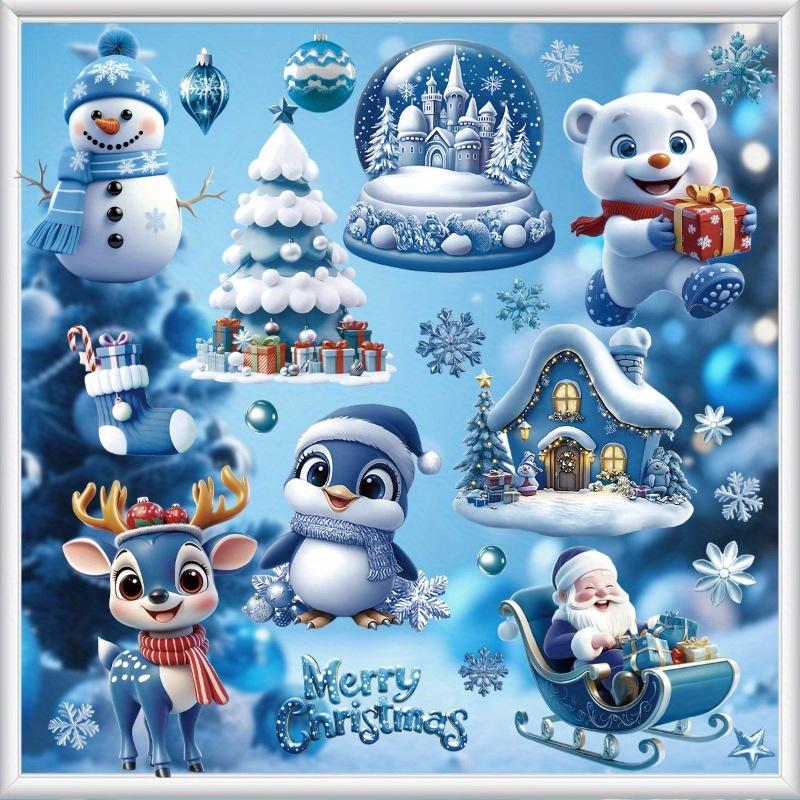 9 Sheets Christmas Window Clings Decorations - Cute Funny Double-Sided Static Stickers for Glass Windows, Perfect Decorations