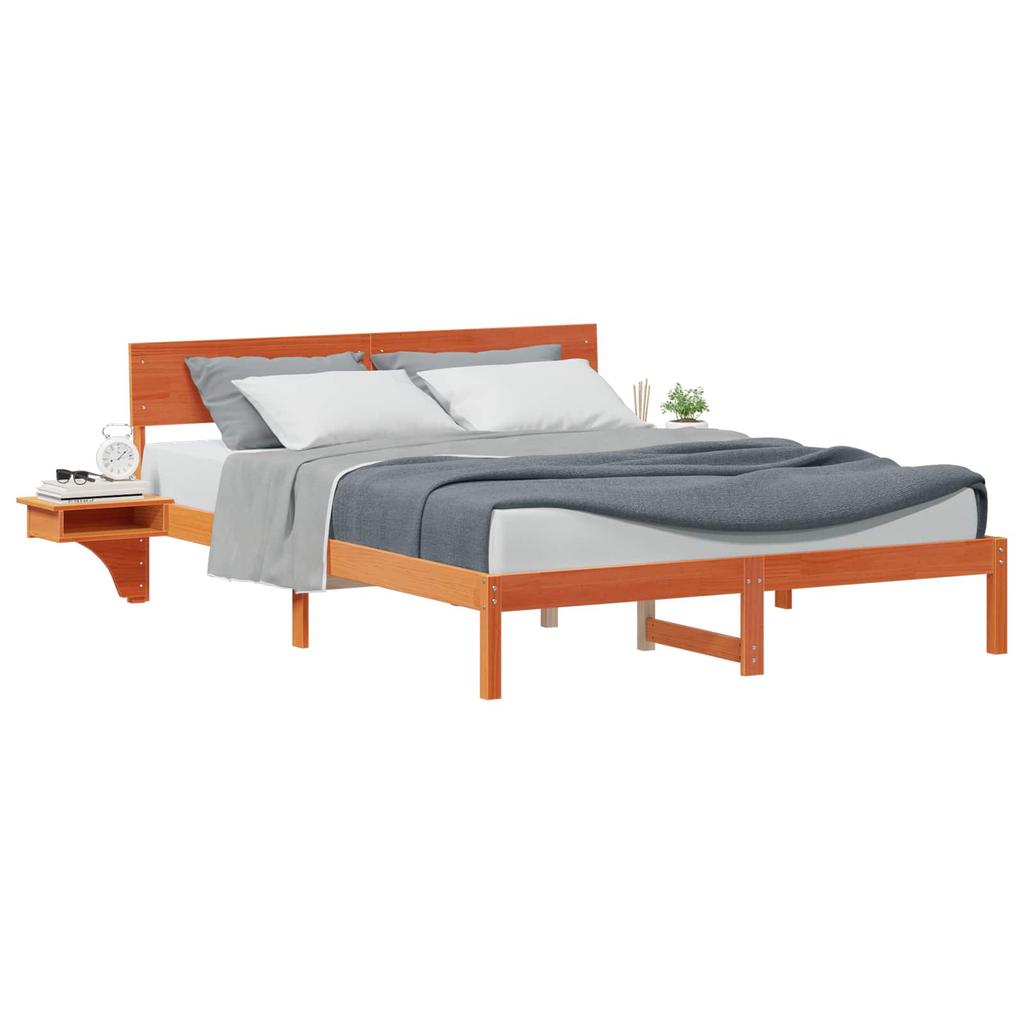 Bed Frame Wax Brown 160 x 200 cm Solid Pine Wood