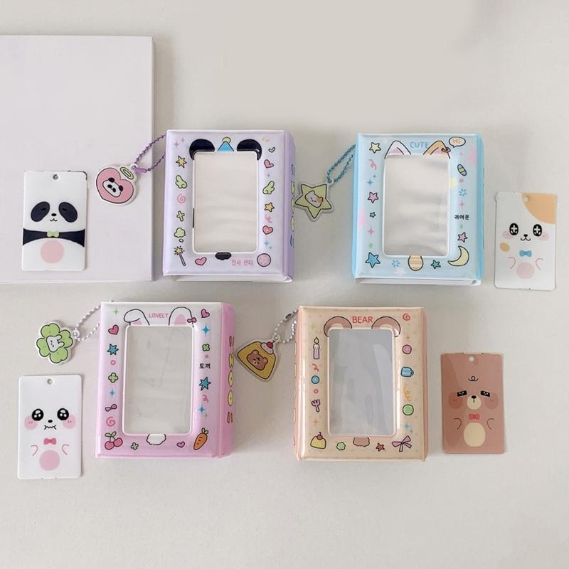 Cute Animal Theme Kpop Photocard Organizers 40 Pocket PVC Binder Book Mini Travel Photo Album with Charm for Fan Gift