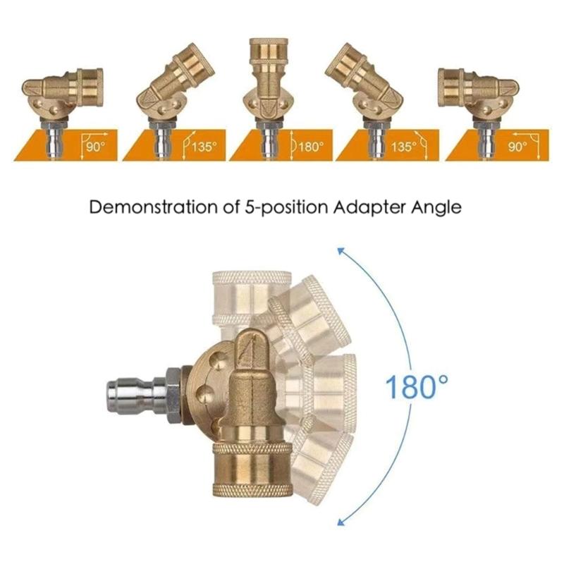 Upgrades Brass Rotary Joint Heavy Duty 4500psi Rotary Joint Simple Installation for Pressure Washer Nozzle Cleaning Tool