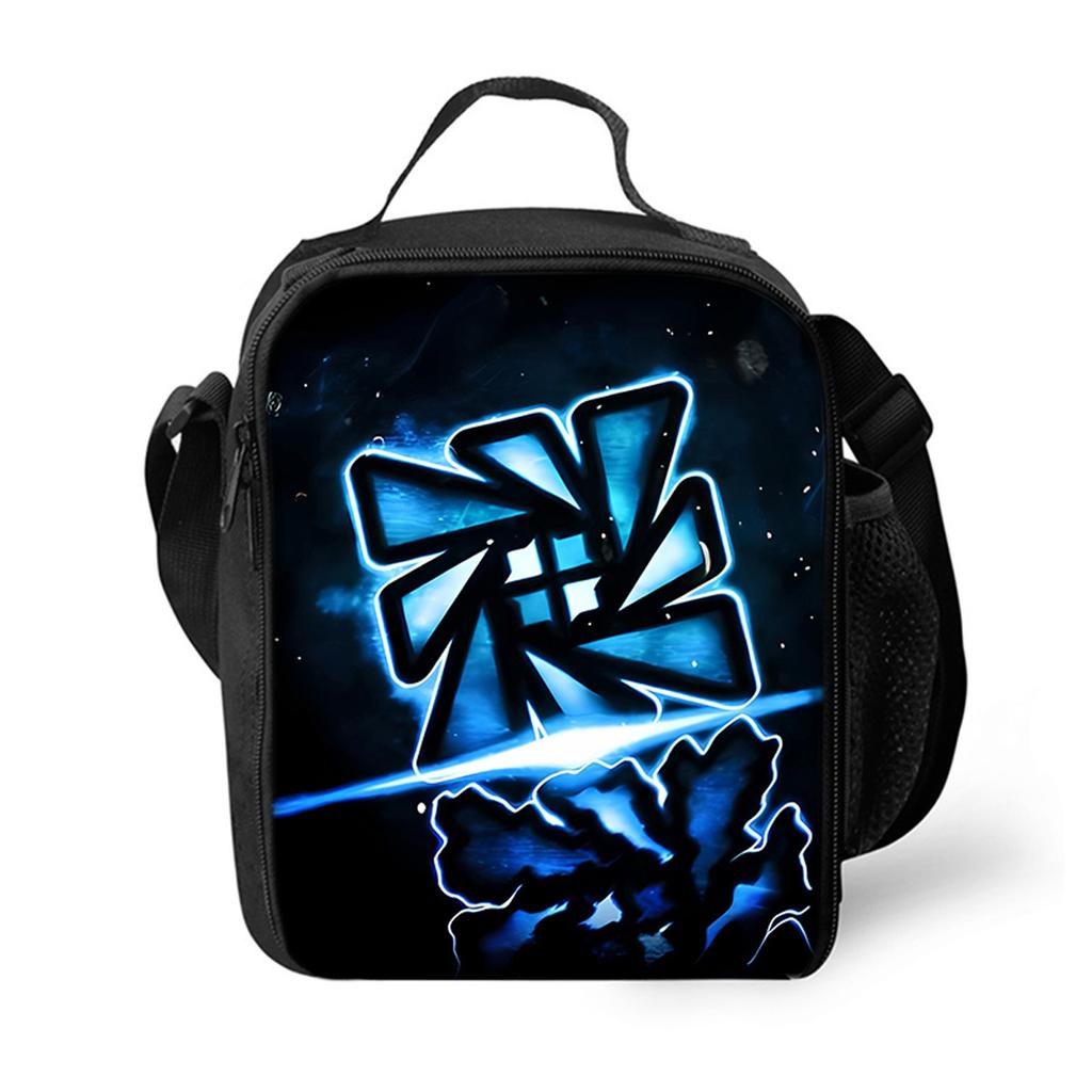 Luxus Neuheit Umhängetasche Geometry Dash Brotdose Thermoisolierung Essen Lunchtasche 3D-Druck Picknick Isolierte Handtaschen Eisbeutel