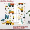 2D FLAT PRINTING 2pcs Curtains (Without Rod) Construction Vehicles Playful Modern Curtains Roller Blinds Versatile 100%