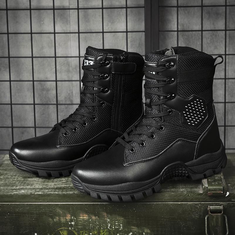 2025 Plus Size Tactical Combat Boots: High-Top Military & Workwear Desert Boots Size 42 чёрный