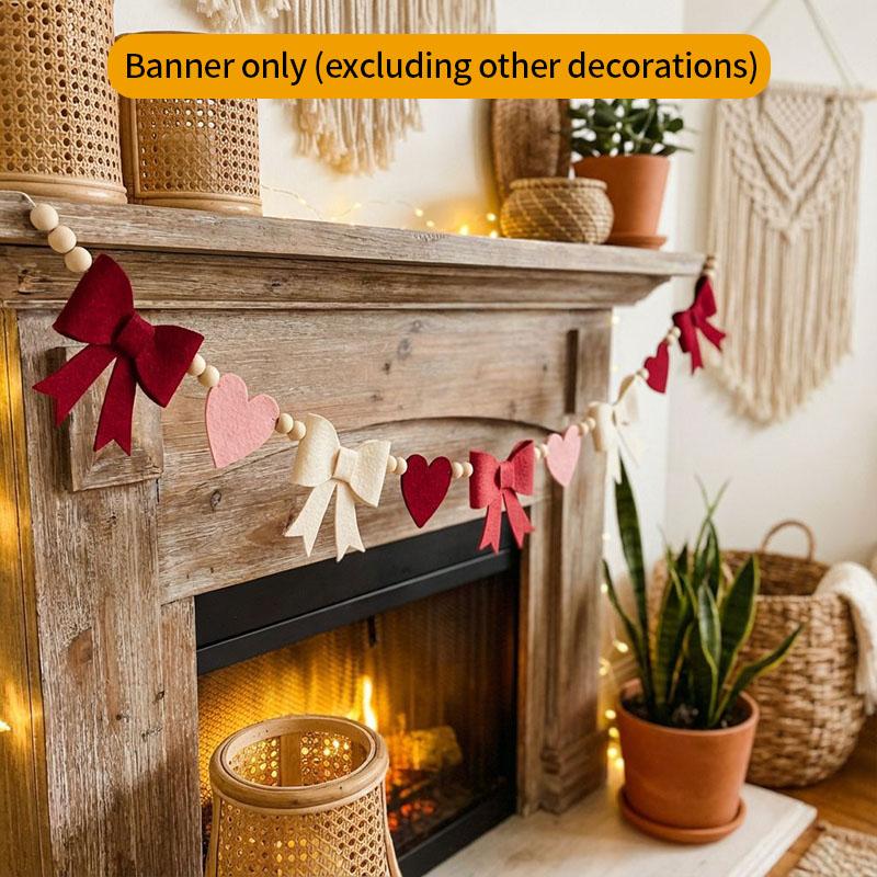 Neue Rot-Rosa Herz Filzblumen-Girlande Banner Für Valentinstag Hochzeit Verlobung Party Dekoration Und Heimdekoration