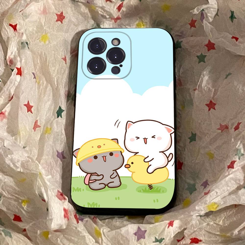 Cartoon Cute Cats Phone Case For Iphone 17 16 15 16e 14 13 12 11 Pro Max Plus Case Cover Coque