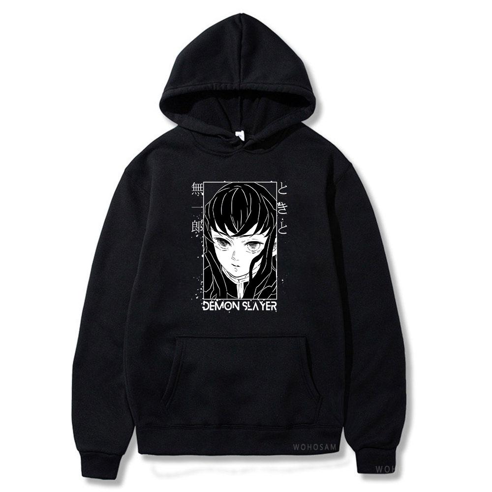Japan Anime Demon Slayer Tokitou Muichirou Printed Hooded Men Women Patchwork Hoodies Plus Size Streetwear Harajuku Sweatshirt