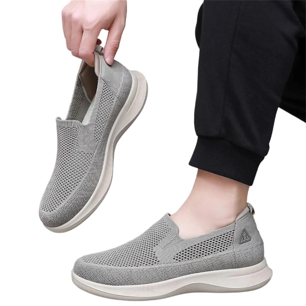 Men's Fashion Slip On Shoes Lightweight Breathable Knit Upper Casual Walking Shoes Flexible Sole Comfortable Fit