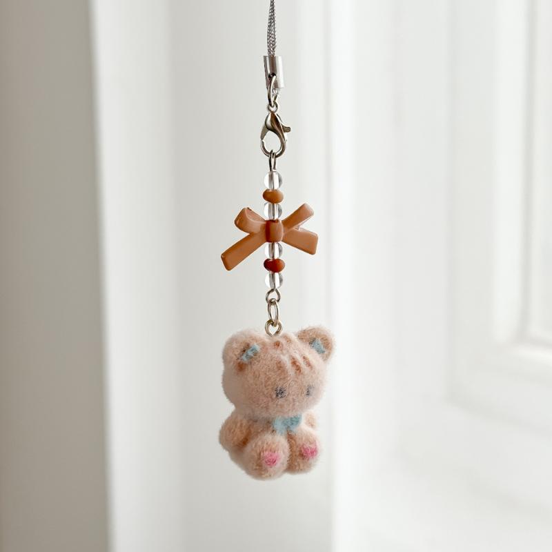 Flockad Tecknad Nyckelring Sött Djurhänge Väskdekoration Nyckelring Telefonkedja Snodd